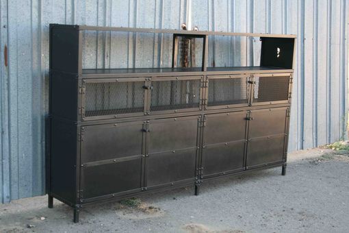 Custom Made Vintage Industrial China Cabinet. All Steel Liquor Cabinet. Custom Handmade Shelving Unit/Storage.