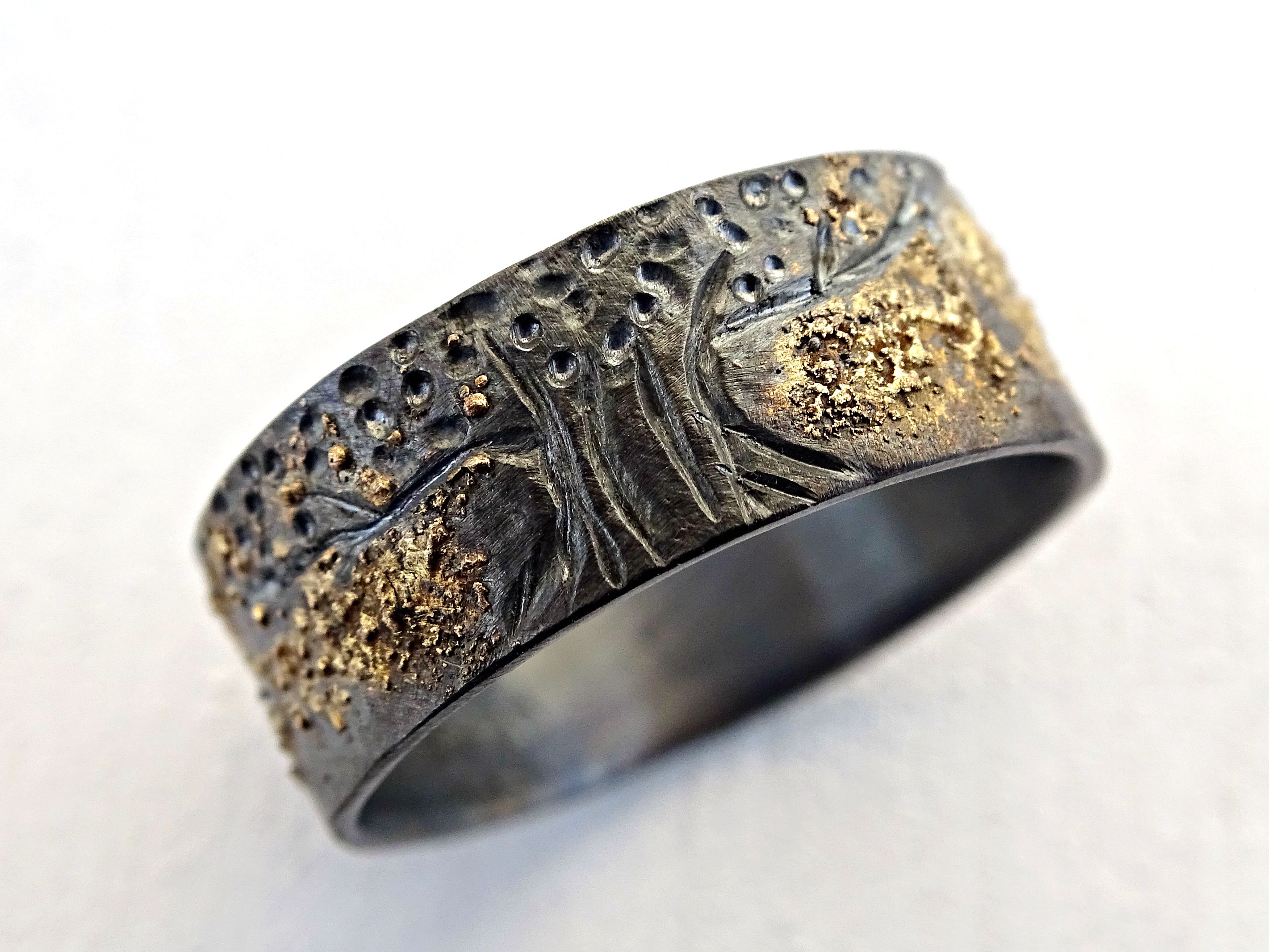 A Handmade Celtic Wedding Band Tree Of Life Ring Black Silver Custom Made Celtic Wedding Band Tree Of Life Ring Black Silver 14k Gold Unique