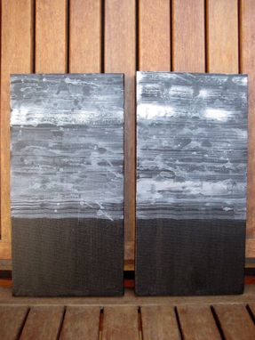 Custom Made Abstract Painting Black And White Original 12"X12"- Two Panels