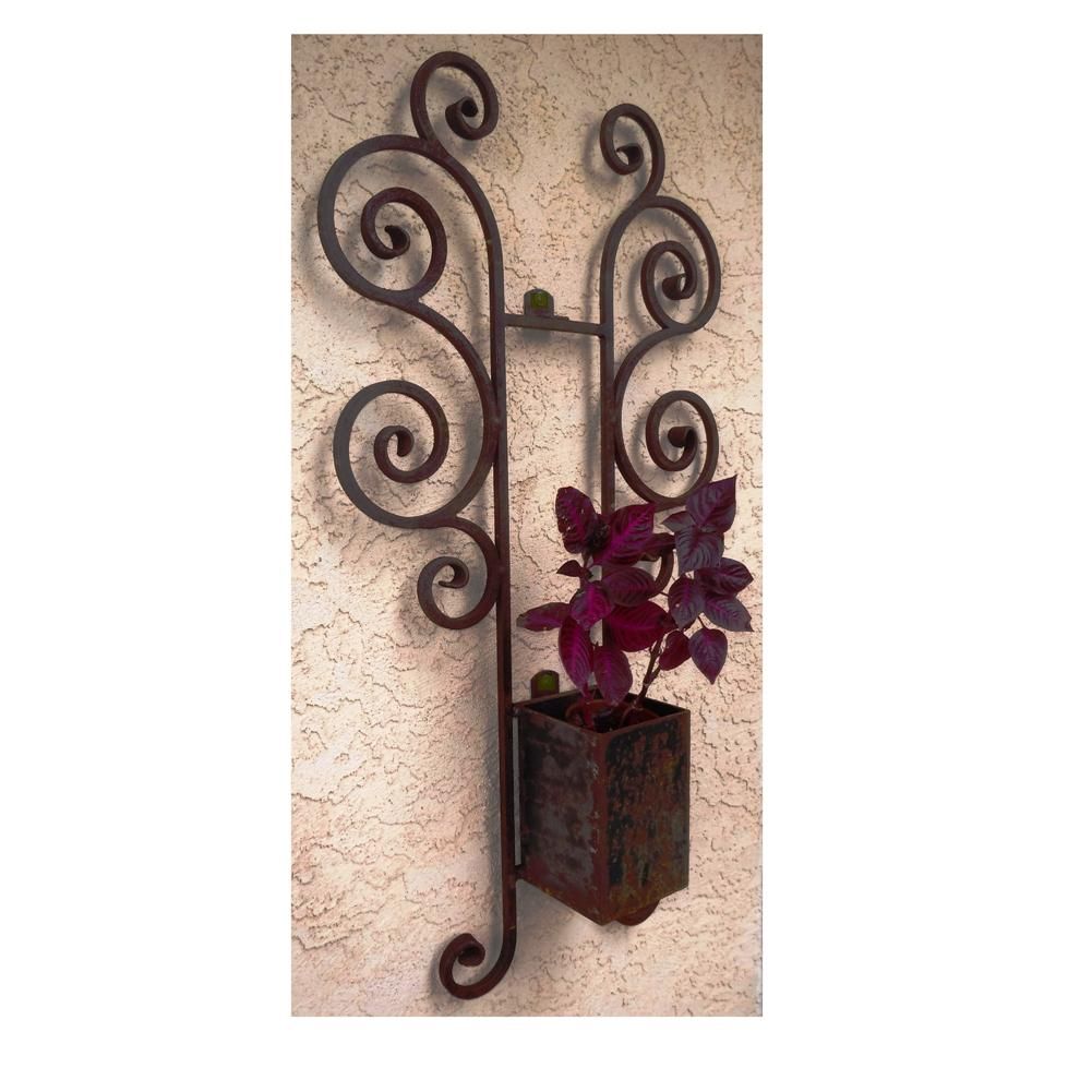 Hand Crafted Wrought Iron Planter Rustic Wall Decor By Rustic Furniture ...