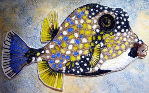 Custom Made Seed Bead Embroidered Trunk Fish