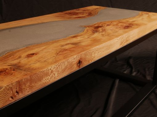 Custom Made Sycamore And Concrete River Coffee Table