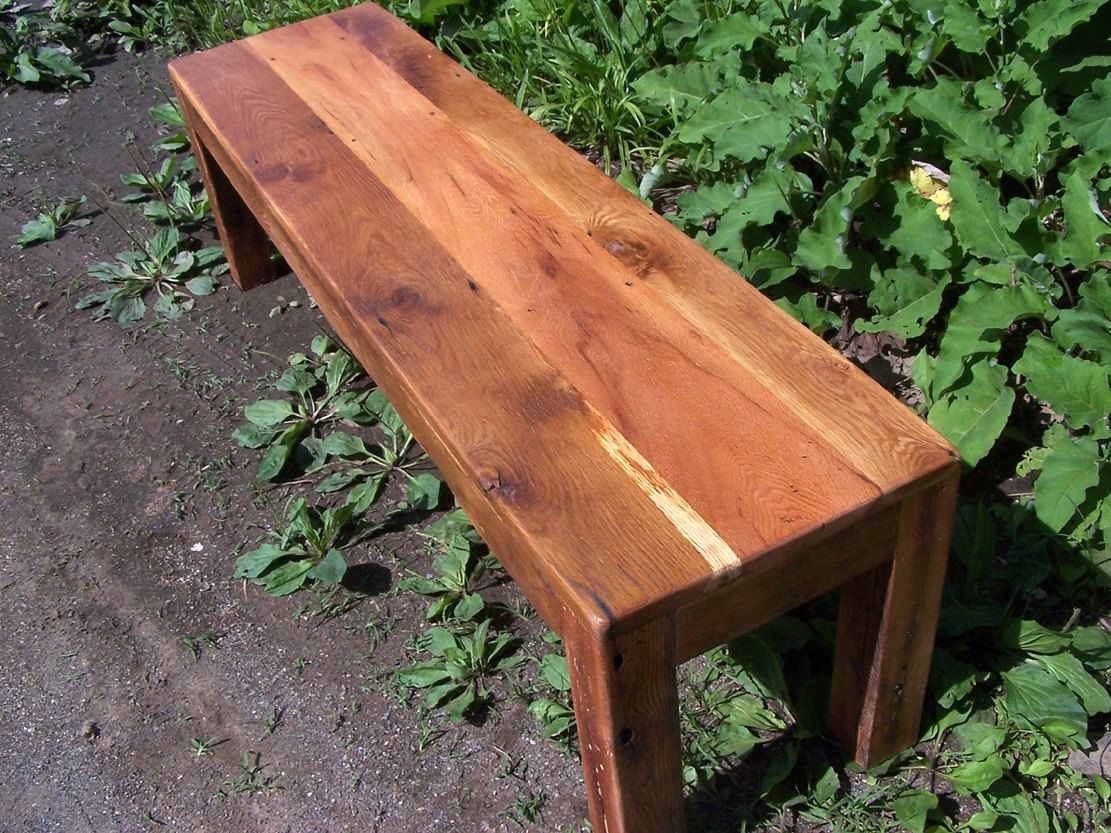 Buy Hand Crafted Reclaimed Barn Wood Parsons Style Bench, Made To Order 