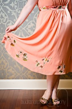 Custom Made Daisy - Upcycled Orange Floral Prom Dress Or Alternative Wedding Dress