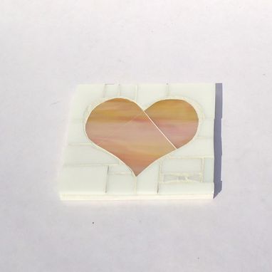Custom Made Marbled Pink/Yellow Mosaic Heart Stained Glass Wall Hanging // Love // Heart Wall Art