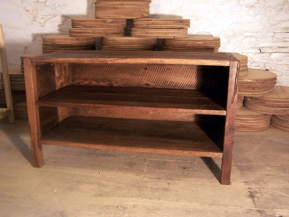 Buy Hand Made Solid Oak Rustic Media Console, made to order from The