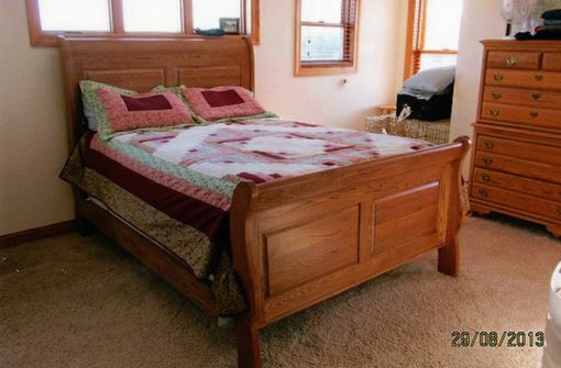 Custom Made Sleigh Bed Quarter Sawed Oak Queen Size Or King Size
