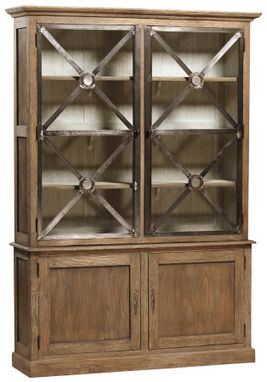 Custom Made Astin Hardwood Cabinet With Glass & Metal Doors
