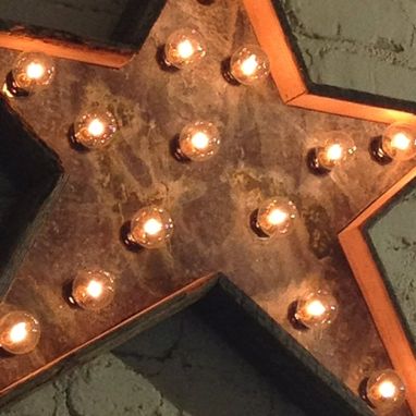 Custom Made Star Light Fixture 36 Inch Metal Sign Barn Wood