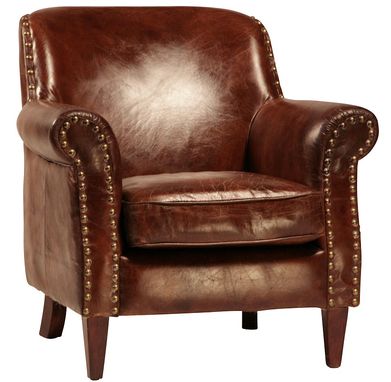 Custom Made Petite Leather Club Chair