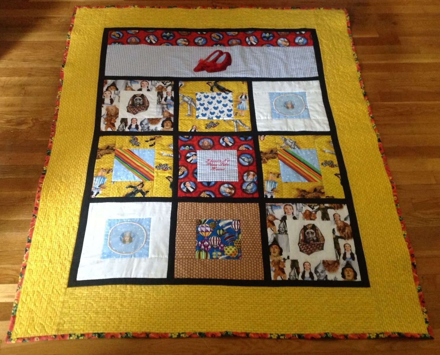Handmade Dazzling Wizard Of Oz Quilt With Hand Applied Sequin Ruby Custom Made Dazzling Wizard Of Oz Quilt With Hand Applied Sequin Ruby Slippers And Appliqués
