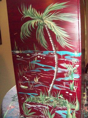 Custom Made Handpainted Metal File Cabinet With Palms