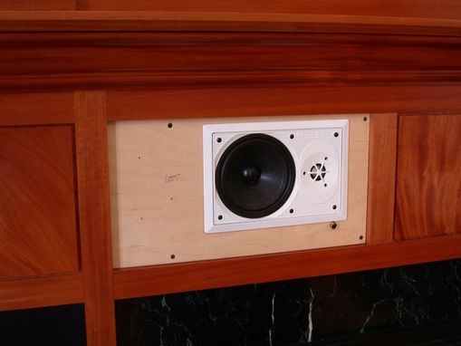 Custom Made Mantle With Speakers In Mahogany