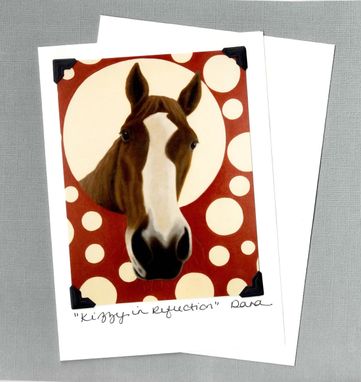 Custom Made Funny Horse Card - Chestnut Quarter Horse On Polka Dots - Horse Art Print Postcard