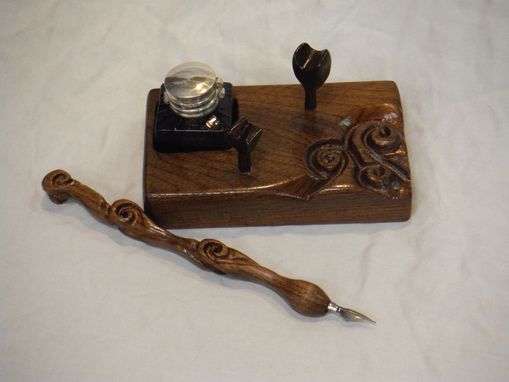 Custom Made Hand Carved Dip Pen Set