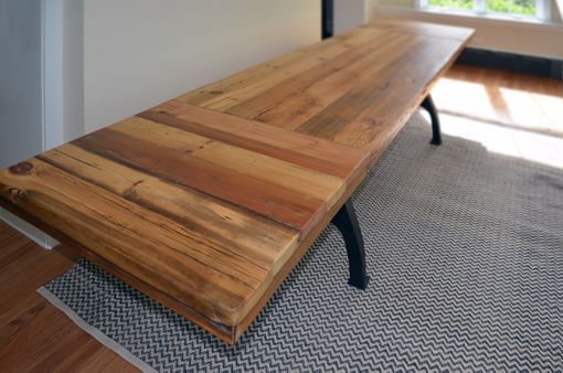 Custom Made Industrial Wishbone Leg Rustic Wood Table And Bench