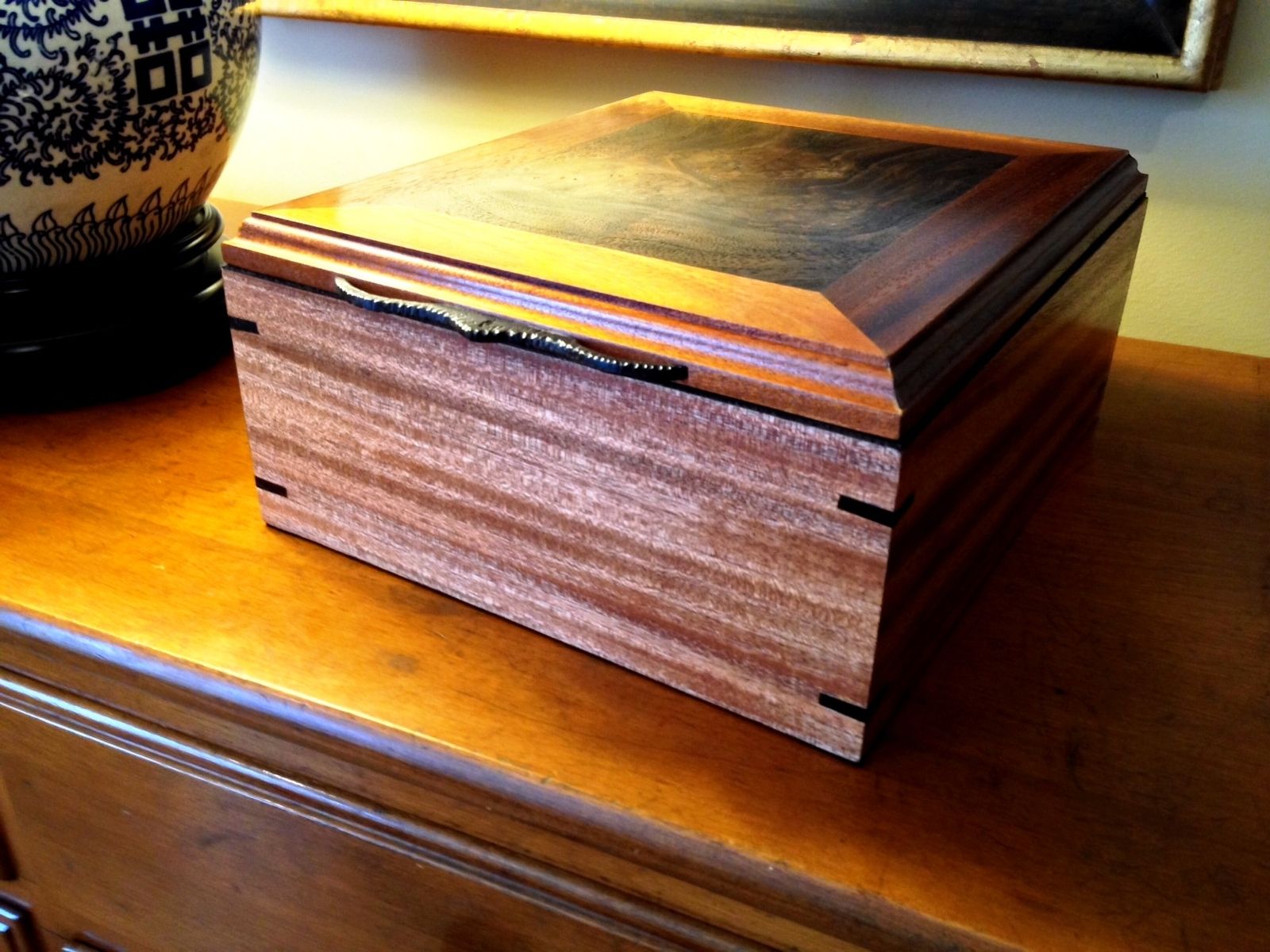 Hand Crafted Artisan Jewelry Box Mahogany & Walnut Burl by Mark Alan