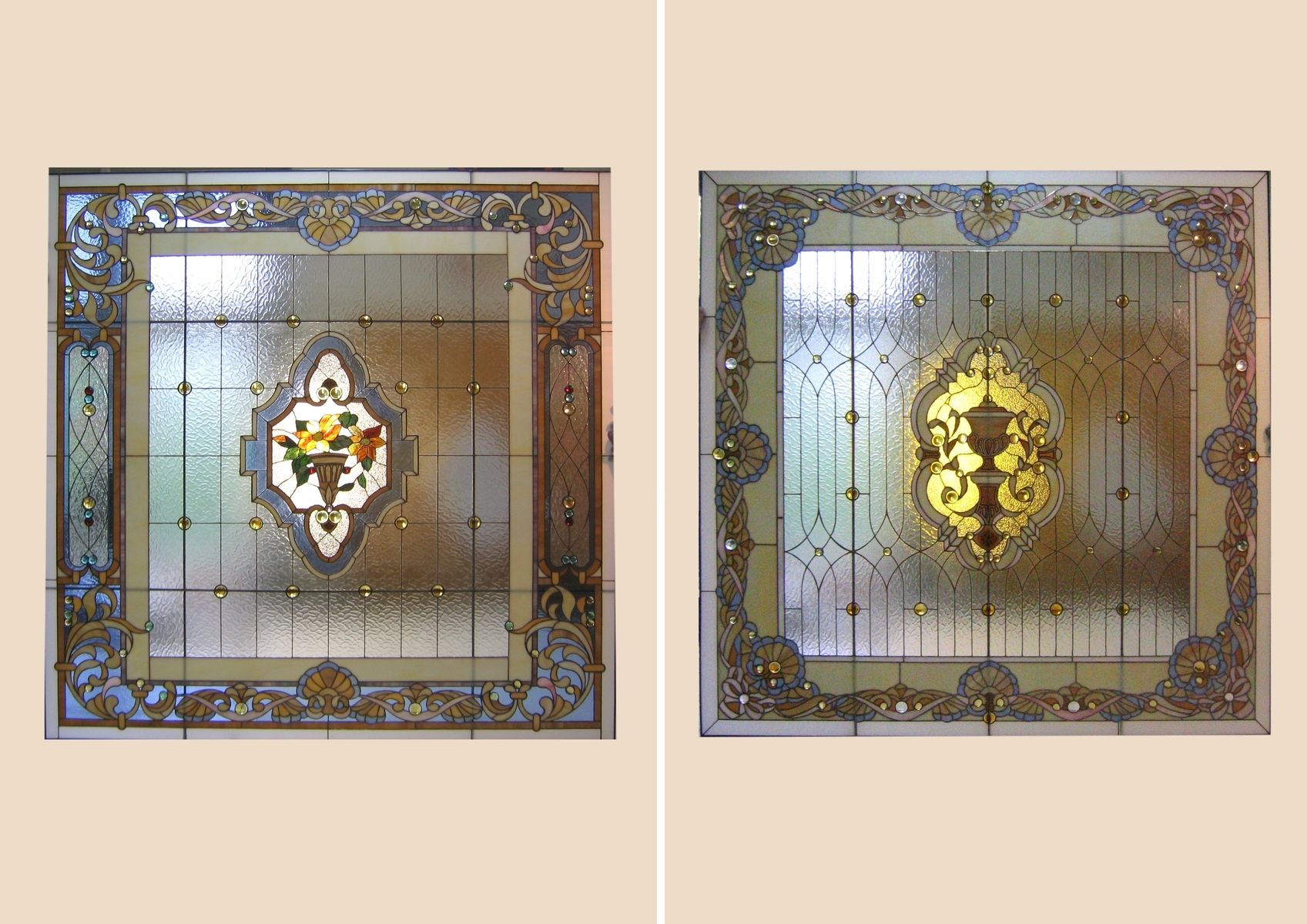 Hand Crafted Stained Glass Windows Skylights Custom Cabinet Glass Wall Murals Reproductions 2522