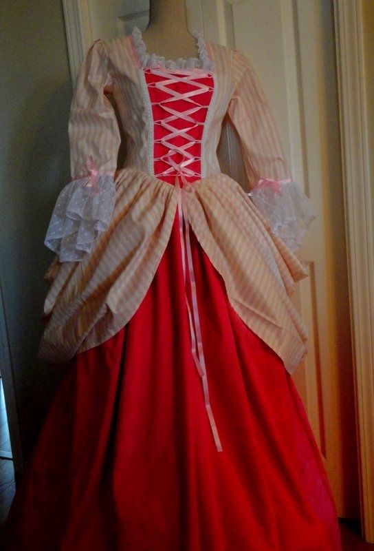 hand crafted 1700's vintage style wedding gown or reproduction costume