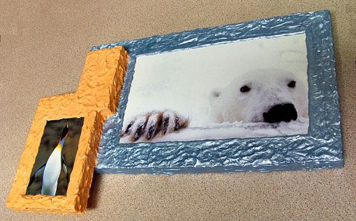 Custom Made 3d Photo Frame Of Polar Bear And Penguin