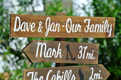 Custom Made Our Family Rustic Directional Location Sign, Parents Gift Idea