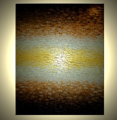 Custom Made Huge Gold Metallic Abstract Thick Textured Original Knife Painting, Bronze Modern Impasto