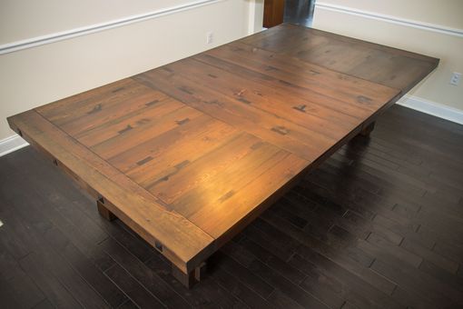 Custom Made Reclaimed Heart Pine Trestle Dining Table