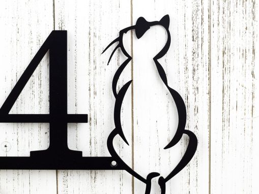 Custom Made Metal House Number Sign, Cat