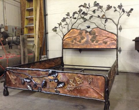 Custom Made Bed With Oak Tree And Blue Birds