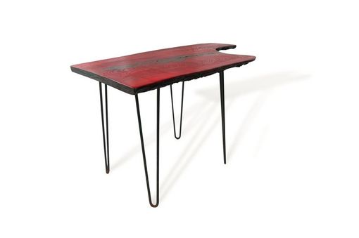 Custom Made Red And Black Hackberry Table On Hairpins