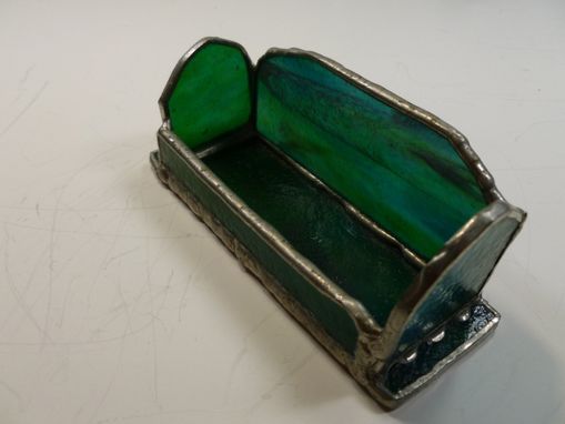 Custom Made Stained Glass Business Card Holder In Green