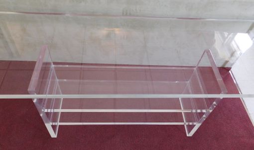 Custom Made Acrylic Console Entertainment Center With Shelves - Thick Acrylic Look - Hand Crafted Made To Order