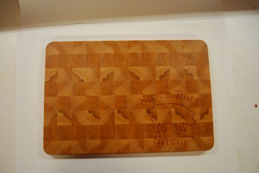 Custom Made End Grain Maple Cutting Board - Personalized With Engraved Logo