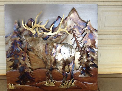 Custom Made 4 Ft X 4 Ft. Elk Metal Mural