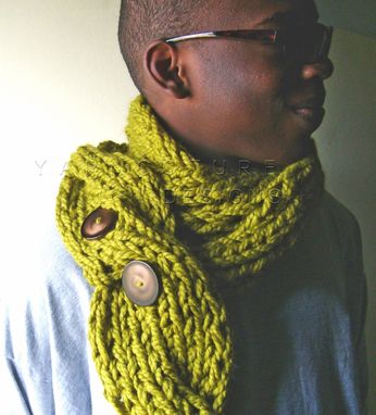 Custom Made The Oversized Chunky Cabled Knit Twist Scarf - Rustic - In Lemongrass