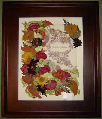 Custom Made Pressed Flower Art ~ Bridal Bouquet With Invitation