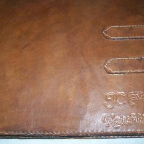 Tabby Cat Laser Engraved Leather Checkbook Cover 