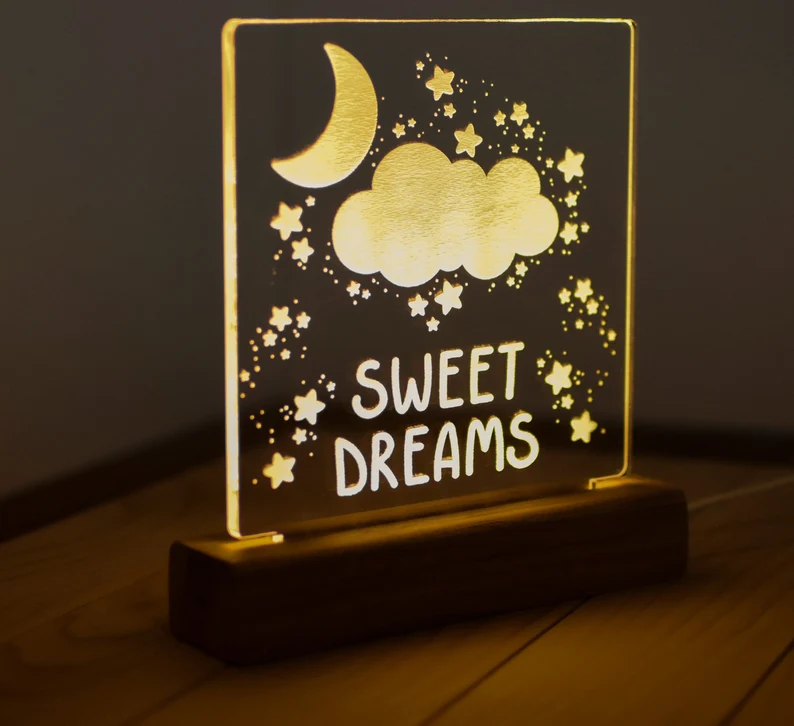 Personalized Night Light With Moon & Stars Nursery Decor Custom Name Light  Night Gift Kids Room Decor Personalized Gifts for Kids 
