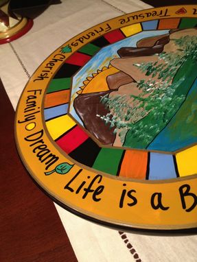 Custom Made Painted 15" Inch Lazy Susan Turntable//Mountain Lake Lazy Susan