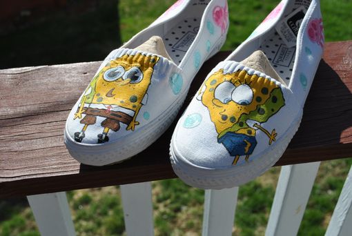 Custom Made Funny Sponge Bob Sneakers Size 7 - Sold