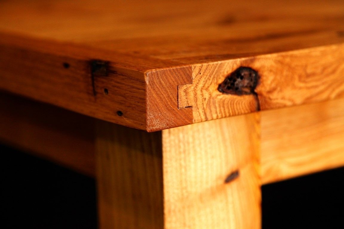 Hand Crafted Reclaimed Rustic Chestnut Framhouse Dining Table by JKB Design