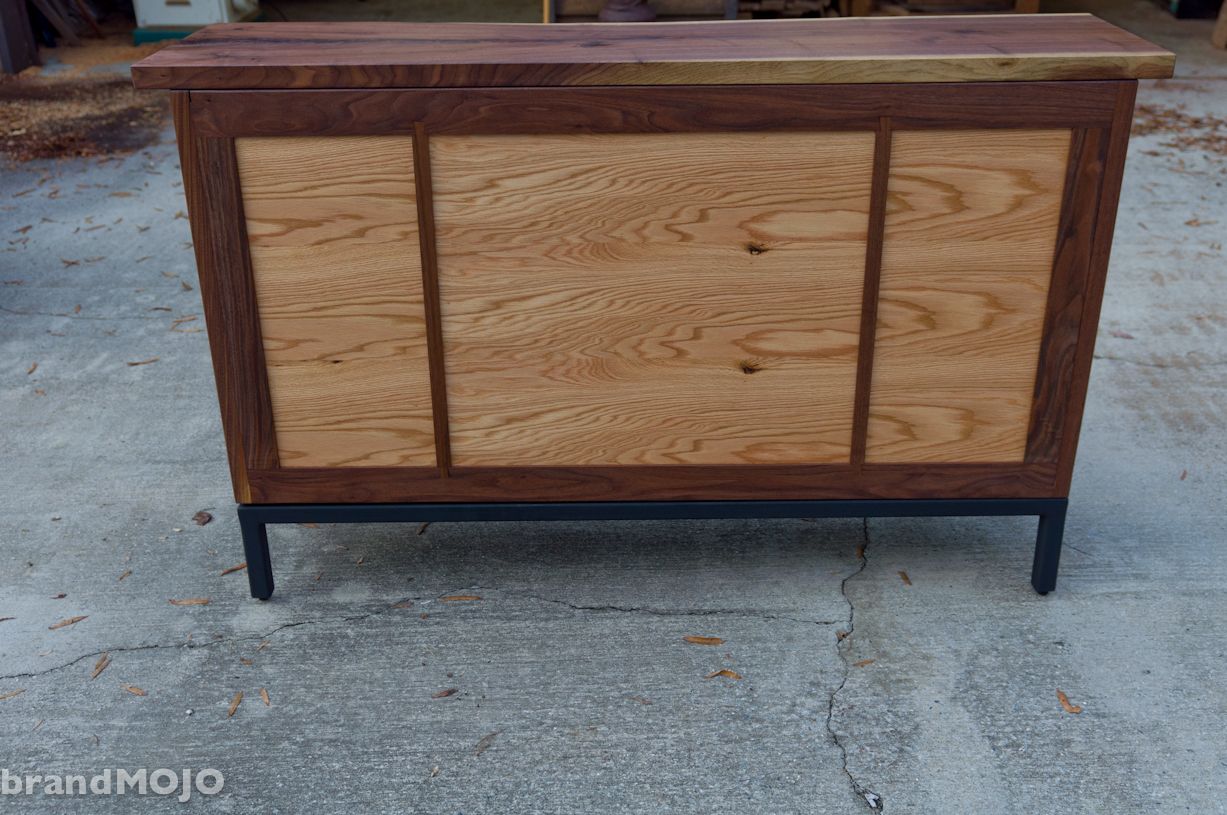 Hand Crafted Walnut Credenza W/ Black Steel Base by Brandmojo Interiors