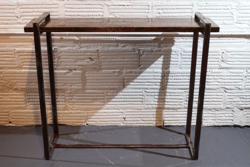 Custom Made Steel And Oak Floating Console/Entry Table