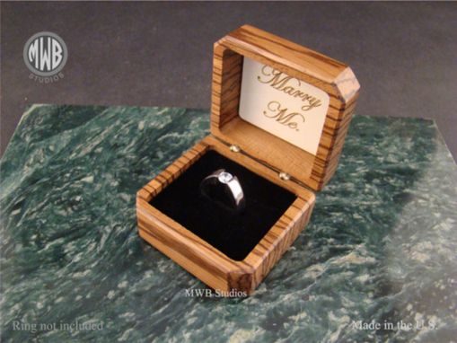 Custom Made Zebra Wood Engagement Ring Box, With Free Engraving And Shipping.  Rb-48