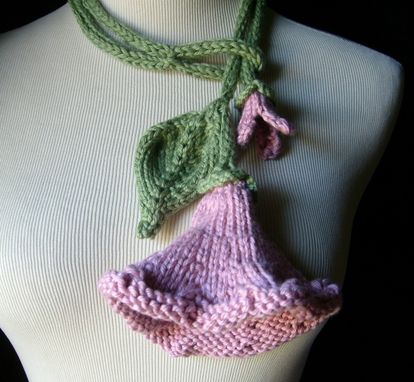 Custom Made Knit Lariat / Bloom - In Pink
