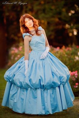 Custom Made Couture Cinderella Light Blue Satin Ball Gown Dress Masquerade Sweet 16 Adult Anastasia