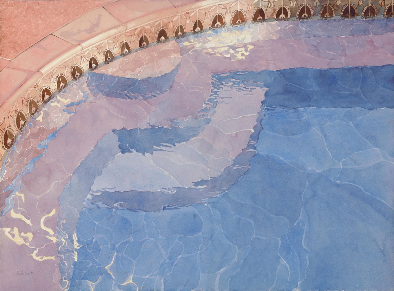 Hand Made Swimming Pool Watercolor Paintings by Trailhead Studios