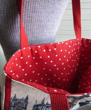 Custom Made Upcycled Tote Bag Made From A London Souvenir Towel