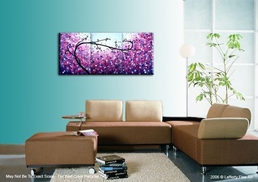 Custom Made Abstract Purple Tree, Original Textured Landscape Painting By Lafferty - 24 X 54 Sale 22% Off