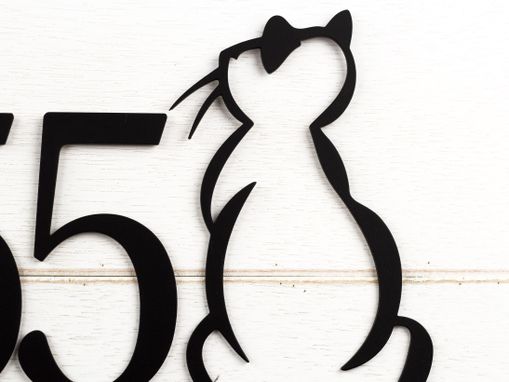 Custom Made Metal House Number Sign, Cat